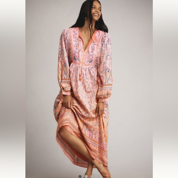 New FARM Rio x Anthropologie Long Sleeve Maxi Dress - Picture 1 of 4